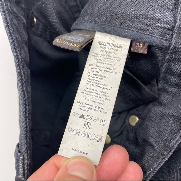 Roberto Cavalli Women's Black Mid Rise Bootcut Flared Pant Jean Stretch 38 US 2 - Picture 12 of 12